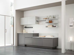 I_WASH - COMPOSITION 08 - Wooden laundry room cabinet - Washbasin cabinet by Arcom
