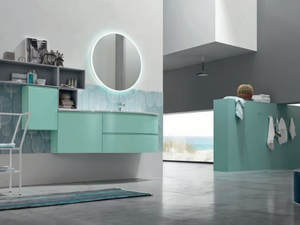 SOUL - COMPOSITION 11 - Lacquered single vanity unit with mirror - Washbasin cabinet by Arcom