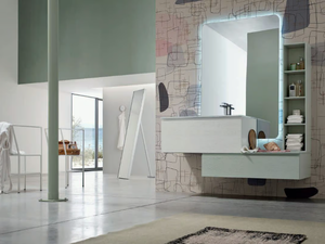 SOUL - COMPOSITION 13 - Lacquered single vanity unit with mirror - Washbasin cabinet by Arcom