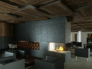 PETRA - Mdf milled panel modules with stone surface finish - Screens by Ares Line