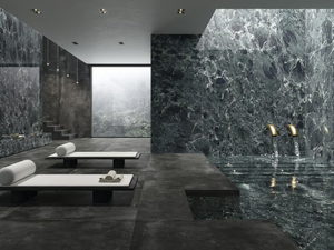 ULTRA MARMI - VERDE ST. DENIS - Porcelain stoneware wall/floor slabs with marble effect - Wall tile-stone-brick by ARIOSTEA