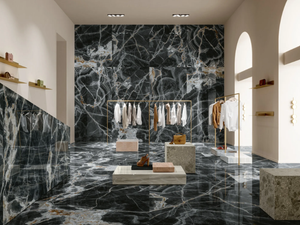 ULTRA ONICI - ONICE NERO - Porcelain stoneware wall/floor slabs with marble effect - Wall tile-stone-brick by ARIOSTEA