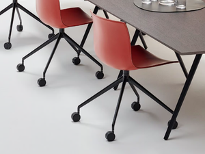 CATIFA 53 - NEW EDITION - Leather chair with castors - Chair by Arper