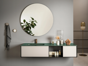 QUADRA - Wall-mounted sectional vanity unit with integrated washbasin - Washbasin cabinet by ARTELINEA