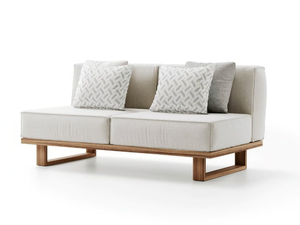 9.ZERO 2S CENTRAL - 2 seater fabric and teak garden sofa - Sofa by Atmosphera