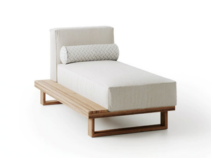 9.ZERO RIGHT CHAISE LONGUE - Teak and fabric sun lounger - Chair by Atmosphera