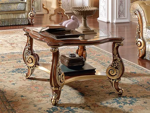 FIRENZE - Square wood and glass coffee table - Coffee table by Barnini Oseo