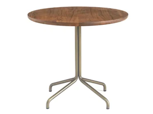 BICORN - Round stainless steel and wood table with 4-star base - Table by BassamFellows