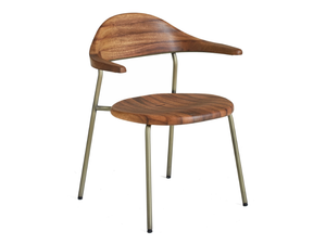 BICORN - Stackable stainless steel and wood chair with armrests - Chair by BassamFellows