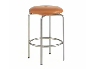 CIRCULAR - Upholstered counter stool with steel base - Stool by BassamFellows