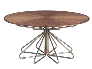 GEOMETRIC - Round steel and wood dining table - Table by BassamFellows