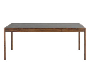 LEATHER DESK - Solid wood writing desk with drawers and leather top - Desk by BassamFellows