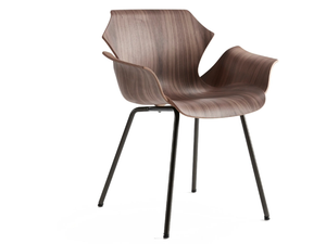 PETAL - Wood and steel chair with armrests - Chair by BassamFellows