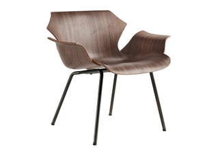 PETAL - Wood and steel lounge chair with armrests - Armchair by BassamFellows