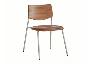 PIPE - Stackable stainless steel and solid wood chair - Chair by BassamFellows