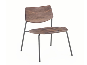PIPE - Stackable stainless steel and solid wood lounge chair - Armchair by BassamFellows