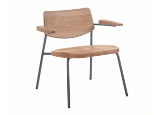 PIPE - Stackable stainless steel and solid wood lounge chair - Armchair by BassamFellows