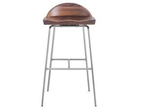 SPINDLE - Steel and wood bar stool with back - Stool by BassamFellows