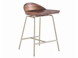 SPINDLE - Steel and wood counter stool with back - Stool by BassamFellows