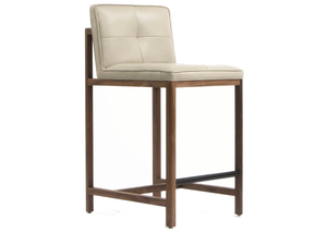 WOOD FRAME DINING - Wood and upholstered counter stool with back - Stool by BassamFellows