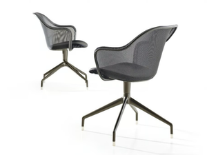 IUTA - Trestle-based wire mesh chair with armrests - Chair by B&B Italia