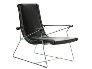 J.J. - Sled base leather armchair with armrests - Armchair by B&B Italia