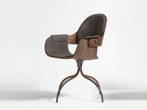 SHOWTIME NUDE - Swivel trestle-based chair with armrests - Chair by BD Barcelona Design