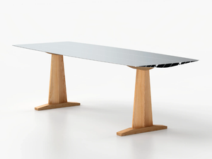 TABLE B 90 - WOOD TRESTLE - Rectangular aluminium and wood table - Table by BD Barcelona Design