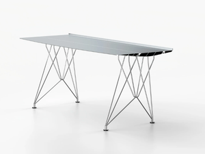 TABLE B DESK - INOX - Rectangular aluminium and stainless steel writing desk - Desk by BD Barcelona Design