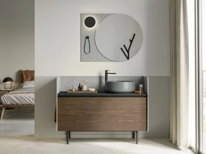 DEEP COMP. 2 - Single floor-standing HPL vanity unit with drawers - Washbasin cabinet by Birex