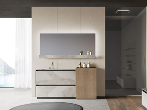 FACTO COMP. 3 - Floor-standing vanity unit with mirror - Washbasin cabinet by Birex