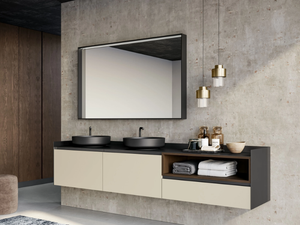 GOLA UP COMP. 2 - Wall-mounted double vanity unit with drawers - Washbasin cabinet by Birex