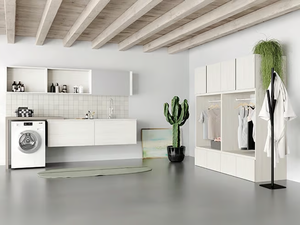 IDROBOX COMP. 4 - Engineered wood laundry room cabinet with sink for washing machine - Washbasin by Birex
