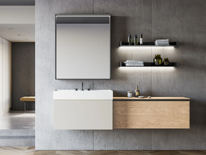 LAPIS COMP. 2 - Single wall-mounted vanity unit with drawers - Washbasin cabinet by Birex