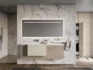 LAPIS COMP. 7 - Wall-mounted single vanity unit with drawers - Washbasin cabinet by Birex