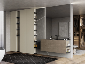 SAIL COMP. 3 - Wall-mounted vanity unit with mirror and doors - Door by Birex
