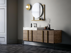 SIDÉRO COMP. 1 - Floor-standing single vanity unit with mirror - Washbasin cabinet by Birex