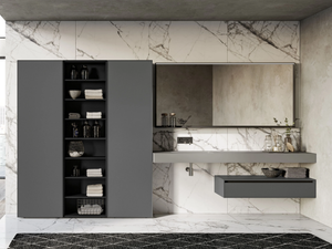 TRACCIA COMP. 2 - Single wall-mounted vanity unit with drawers - Washbasin cabinet by Birex