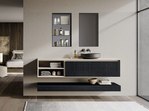 TRACCIA COMP. 3 - Wall-mounted vanity unit with drawers - Washbasin cabinet by Birex