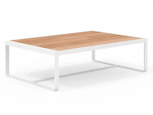 SIT - Low iroko and aluminium coffee table - Side table by Bivaq
