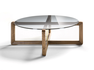 MANOLO - Low glass and walnut coffee table - Coffee table by Black Tie
