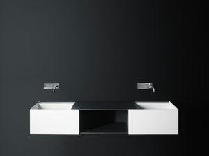 DueC - Wall-mounted double Corian® washbasin - Washbasin by Boffi
