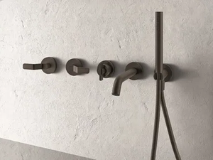 GARDEN - 5 hole wall-mounted stainless steel bathtub tap with diverter - Tap by Boffi