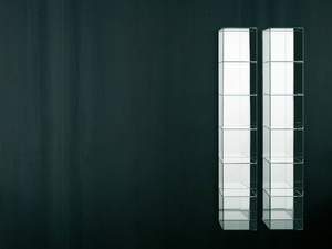 GLASS - Open bathroom wall cabinet with mirror - Washbasin cabinet by Boffi