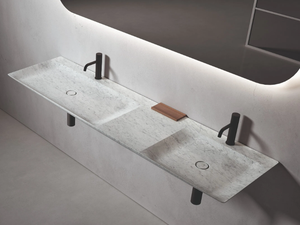 L 18 - Wall-mounted double rectangular marble washbasin - Washbasin by Boffi