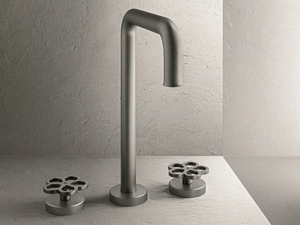 PIPE - 3 hole countertop stainless steel washbasin tap with individual rosettes - Tap by Boffi