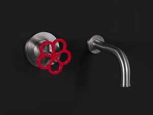 PIPE - Wall-mounted brushed steel bathtub tap - Tap by Boffi