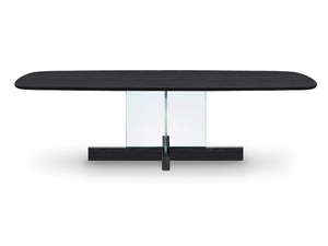 CROSS TABLE GLASS - Barrel-shaped wood and glass table - Table by Bonaldo