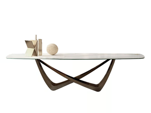 BACH - Barrel-shaped table with SuperMarble top and steel base - Table by Bontempi Casa