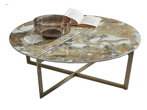 CROSS - Round low steel coffee table with SuperMarble top - Coffee table by Bontempi Casa